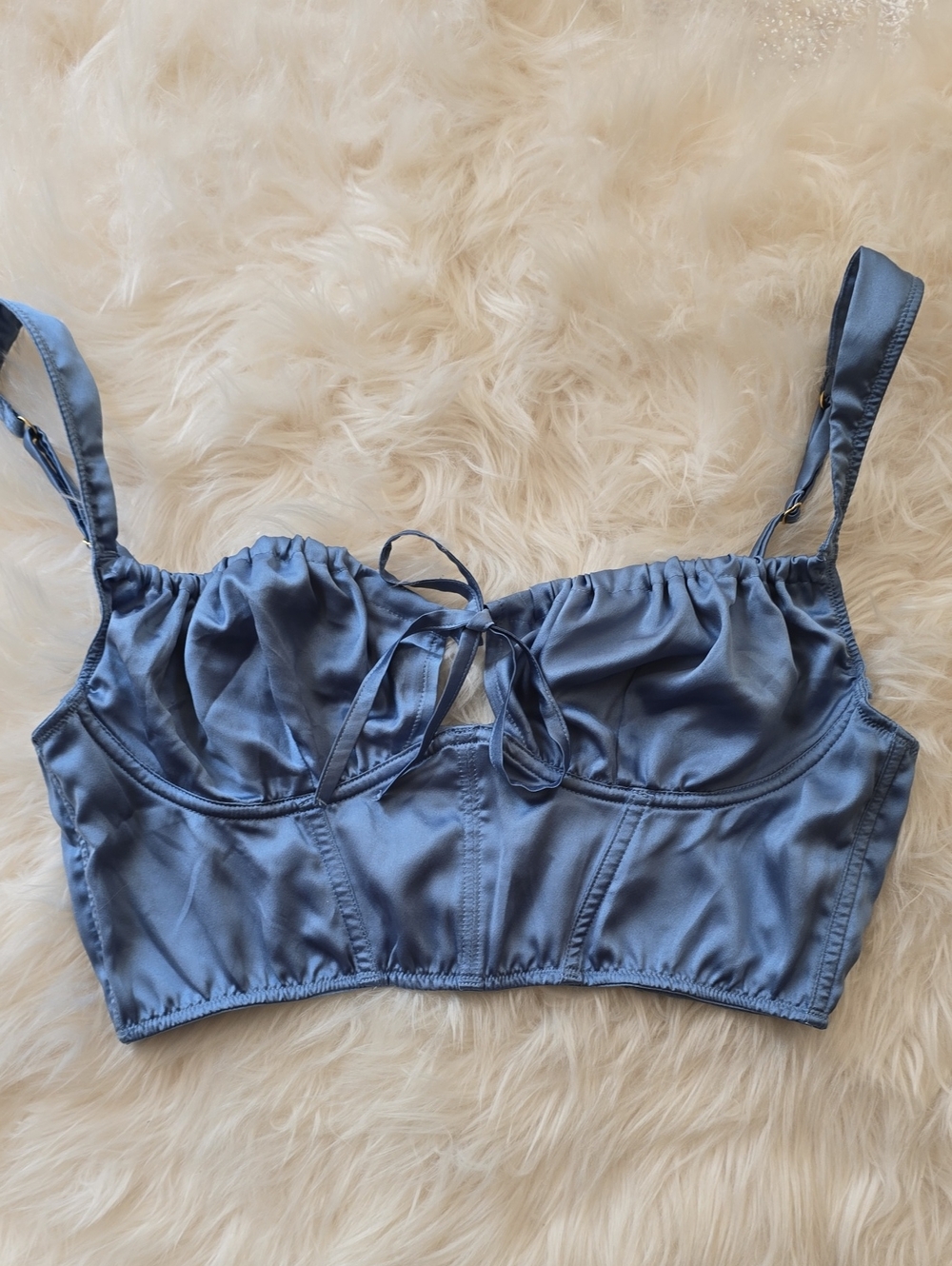 Victoria's Secret Slate Blue Satin Bustier Bralette Size M
